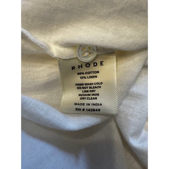 RHODE Bobby Tunic Dress in White M/L-Boho Cottagecore Cotton/Linen Blend - Picture 7 of 8